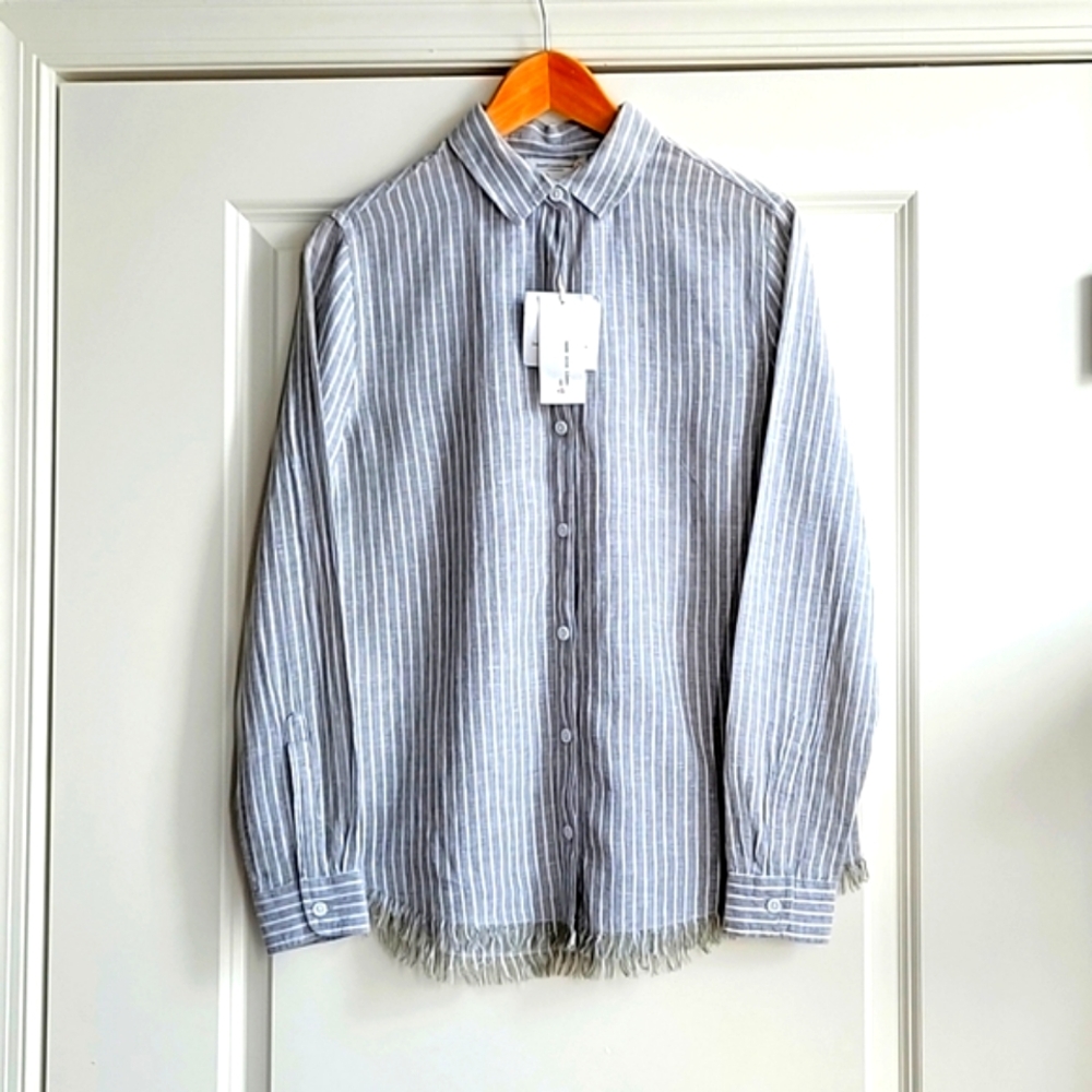 BeachLunchLounge Linen Blend Button Up Shirt Size S